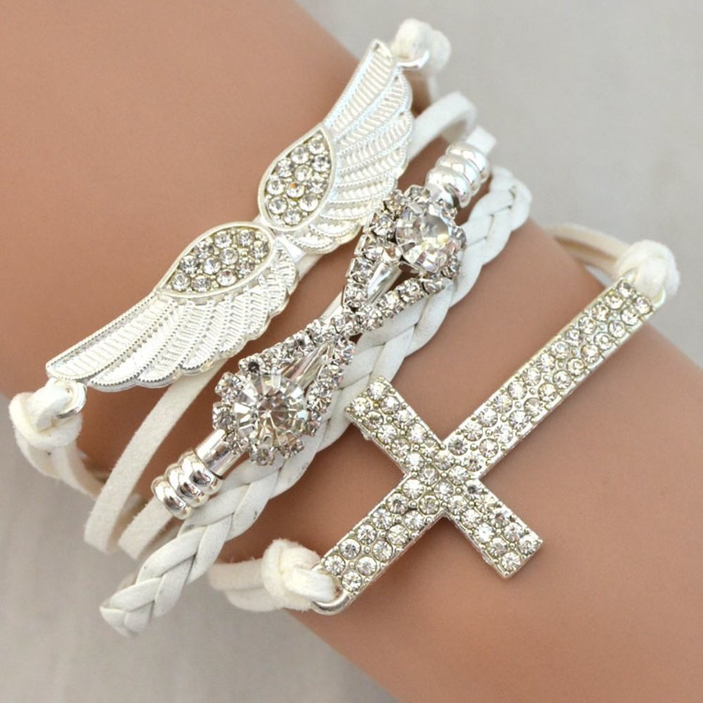 Bohemian Cross Wing Infinity Bracelet Ships USA